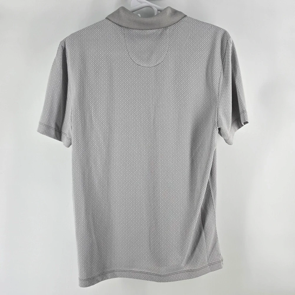 Perry Ellis Polo Shirt Mens Small Grey Geometric Microprint Short Sleeve NWT